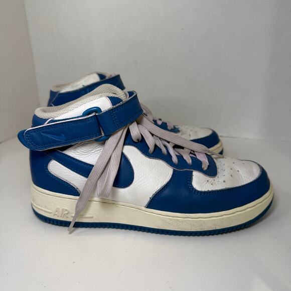Nike Air Force 1 '07 Mid Sneaker Shoes Military Blue White Women's Size 7.5 - Picture 1 of 9